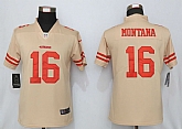 Women Nike San Francisco 49ers 16 Montana Vapor Untouchable Nike Gold Inverted Limited Jersey,baseball caps,new era cap wholesale,wholesale hats